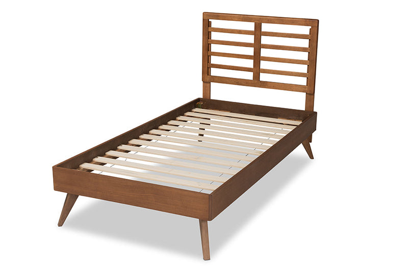 Graca Walnut Brown Twin Size Platform Bed Baxton
