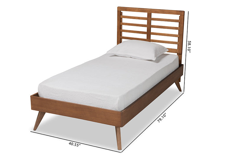 Graca Walnut Brown Twin Size Platform Bed Baxton
