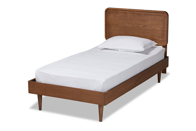 Varick Walnut Brown Twin Size Platform Bed Baxton