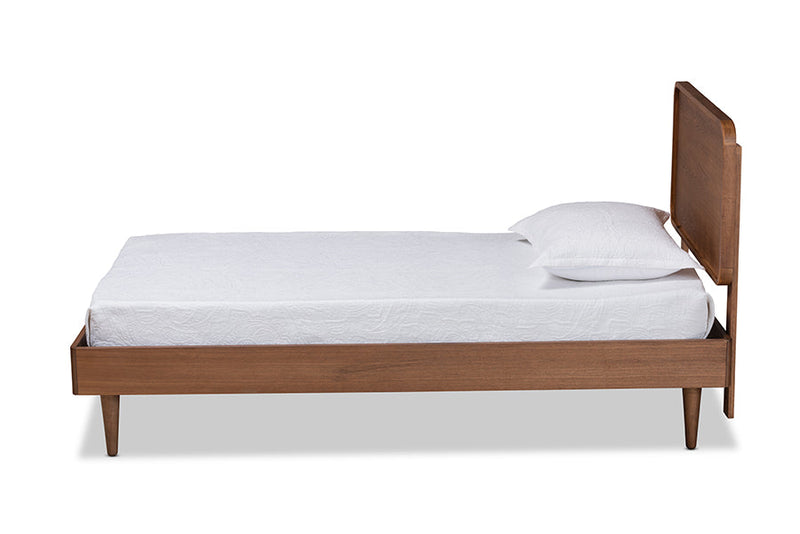 Varick Walnut Brown Twin Size Platform Bed Baxton
