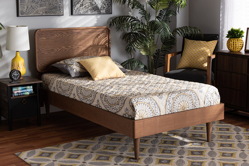 Varick Mid-Century Walnut Brown Finished Wood Twin Size Platform Bed