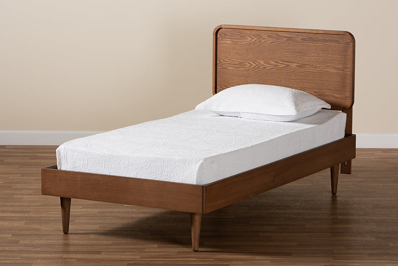 Varick Mid-Century Walnut Brown Finished Wood Twin Size Platform Bed