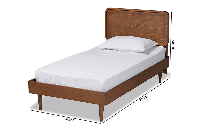 Varick Mid-Century Walnut Brown Finished Wood Twin Size Platform Bed