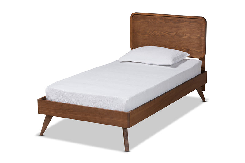 Jacinth Mid-Century Walnut Brown Finished Wood Twin Size Platform Bed