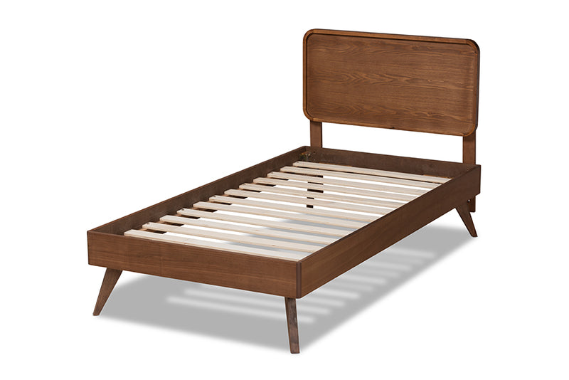 Jacinth Mid-Century Walnut Brown Finished Wood Twin Size Platform Bed