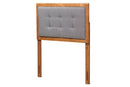 Hadia Dark Gray Fabric Upholstered and Walnut Brown Twin Size Headboard Baxton