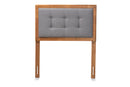 Hadia Dark Gray Fabric Upholstered and Walnut Brown Twin Size Headboard Baxton