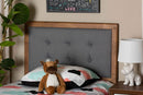 Hadia Dark Gray Fabric Upholstered and Walnut Brown Twin Size Headboard Baxton