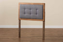 Hadia Dark Gray Fabric Upholstered and Walnut Brown Twin Size Headboard Baxton