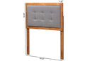 Hadia Dark Gray Fabric Upholstered and Walnut Brown Twin Size Headboard Baxton