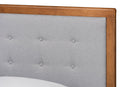 Napoleon Light Gray Fabric Walnut Brown Twin Size Platform Bed Baxton
