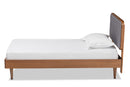 Clapton Dark Gray Fabric Ash Walnut Twin Size Platform Bed Baxton