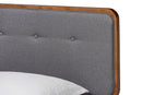 Clapton Dark Gray Fabric Ash Walnut Twin Size Platform Bed Baxton