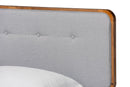 Clapton Light Gray Fabric Ash Walnut Twin Size Platform Bed Baxton