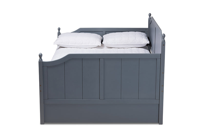 Norwich Cottage Farmhouse Gray Finished Wood Full Size Daybed w/Twin Size Trundle