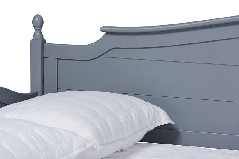 Geoffrey Cottage Farmhouse Gray Finished Wood Full Size Daybed w/Roll-out Trundle Bed