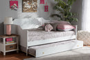 Ansa White Full Size Daybed w/Roll-Out Trundle Bed Baxton