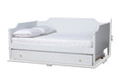 Ansa White Full Size Daybed w/Roll-Out Trundle Bed Baxton