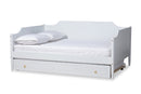 Ansa White Full Size Daybed w/Roll-Out Trundle Bed Baxton
