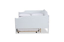 Ansa White Full Size Daybed w/Roll-Out Trundle Bed Baxton
