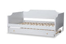 Ansa White Full Size Daybed w/Roll-Out Trundle Bed Baxton