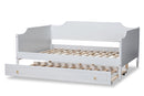 Ansa White Full Size Daybed w/Roll-Out Trundle Bed Baxton