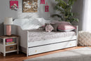 Ansa White Full Size Daybed w/Roll-Out Trundle Bed Baxton