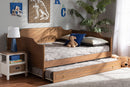 Ansa Walnut Brown Full Size Daybed w/Roll-Out Trundle Bed Baxton