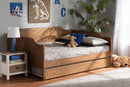 Ansa Walnut Brown Full Size Daybed w/Roll-Out Trundle Bed Baxton