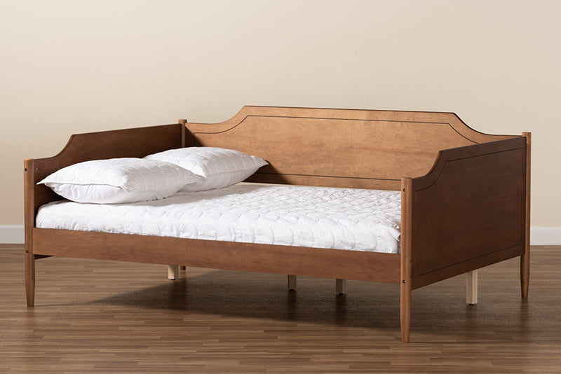 Ansa Classic Traditional Farmhouse Walnut Brown Finished Wood Full Size Daybed