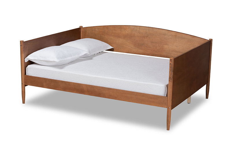 Veruca Mid-Century Modern Ash Walnut Finished Wood Full Size Daybed