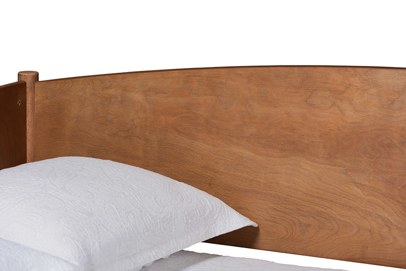 Veruca Mid-Century Modern Ash Walnut Finished Wood Full Size Daybed