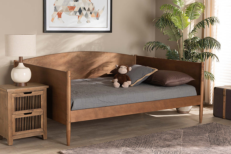 Veruca Mid-Century Modern Ash Walnut Finished Wood Full Size Daybed