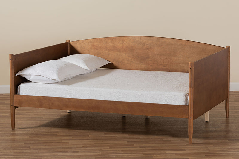 Veruca Mid-Century Modern Ash Walnut Finished Wood Full Size Daybed