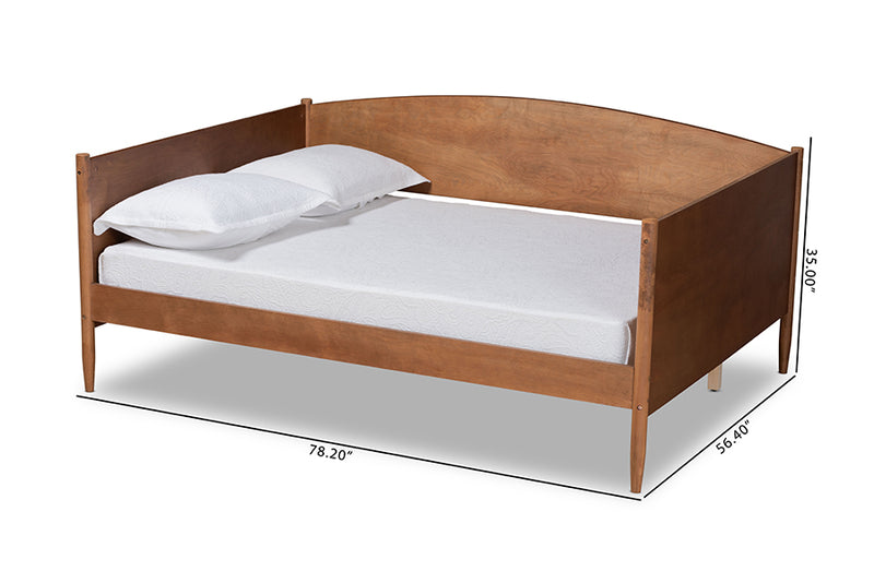 Veruca Mid-Century Modern Ash Walnut Finished Wood Full Size Daybed