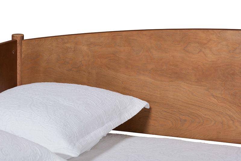 Veruca Mid-Century Modern Ash Walnut Finished Wood Full Size Daybed w/Trundle