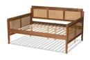 Cambridge Ash Walnut and Synthetic Rattan Full Size Daybed Baxton