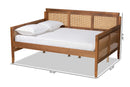 Cambridge Ash Walnut and Synthetic Rattan Full Size Daybed Baxton