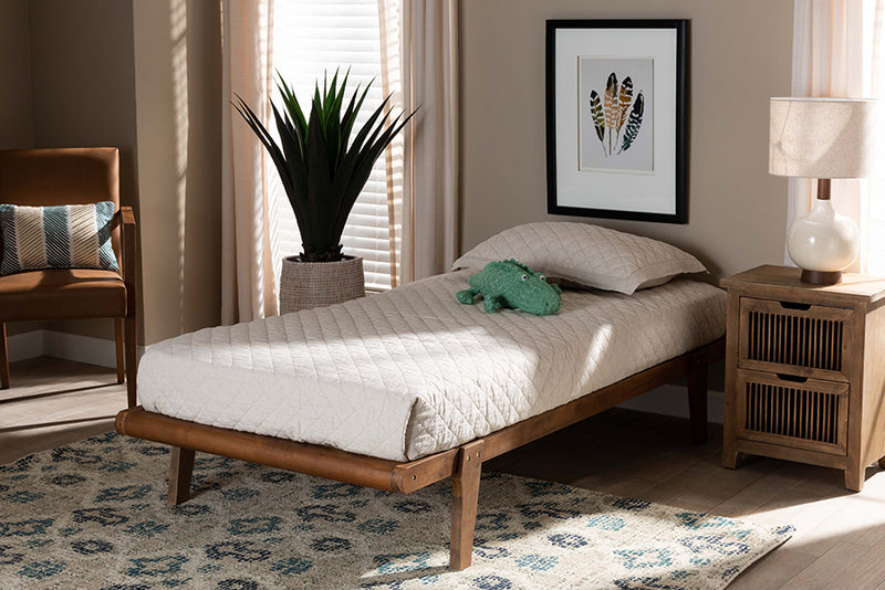 Horace Mid-Century Modern Walnut Brown Finished Wood Twin Size Platform Bed