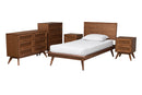 Bistra Walnut Brown and Rattan Twin Size 5-Piece Bedroom Set Baxton