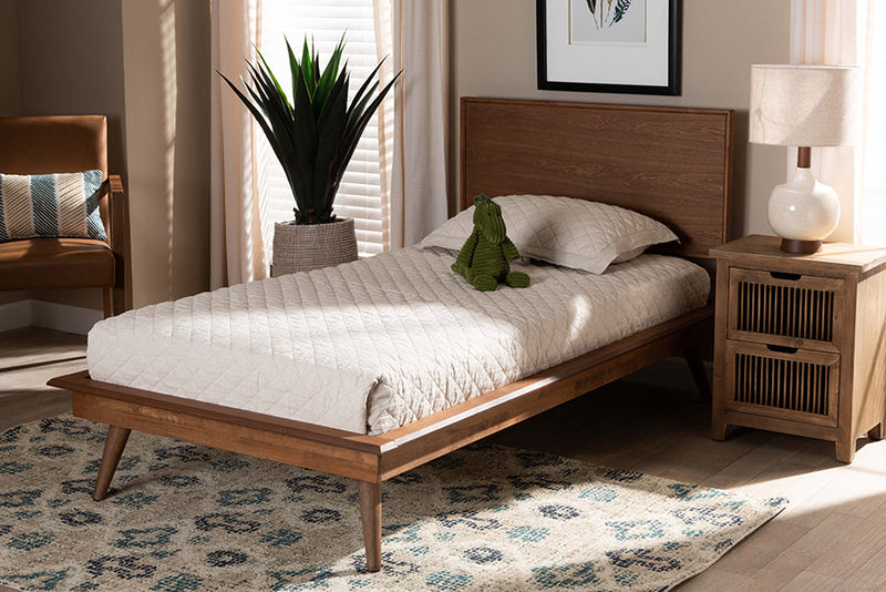 Hillary Walnut Brown Twin Size Platform Bed Baxton