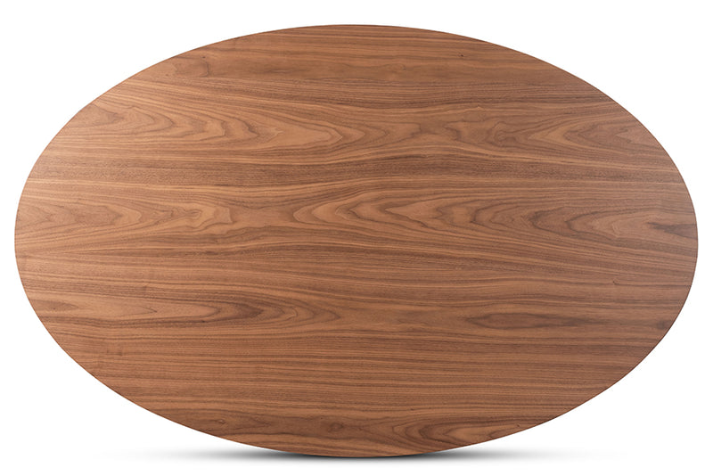 Sunna Mid-Century Modern Walnut Brown Finished Wood 71-Inch Oval Dining Table