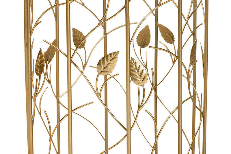 Artha Glam Brushed Gold Finished Metal and Glass Leaf Accent End Table Baxton