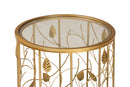 Artha Glam Brushed Gold Finished Metal and Glass Leaf Accent End Table Baxton