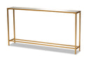 Chavanon Glam Gold Finished Metal and Mirrored Glass Console Table Baxton