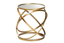 Theresa Gold Finished Metal and Mirrored Glass End Table Baxton