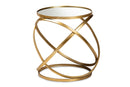 Theresa Gold Finished Metal and Mirrored Glass End Table Baxton
