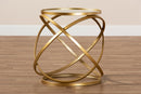 Theresa Gold Finished Metal and Mirrored Glass End Table Baxton