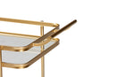 Curtice Brushed Gold Mirrored Glass 2-Tier Mobile Wine Bar Cart Baxton