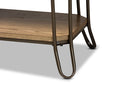Adelyn Oak Brown and Black Finished Metal 3-Drawer Console Table  Baxton